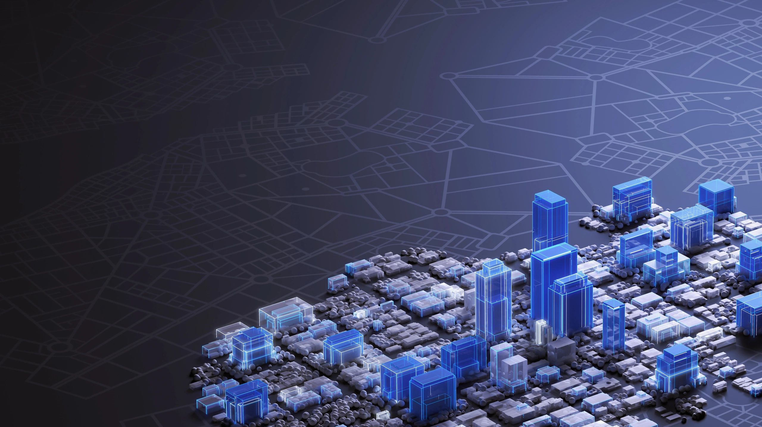 Abstract digital city and infrastructure visualization