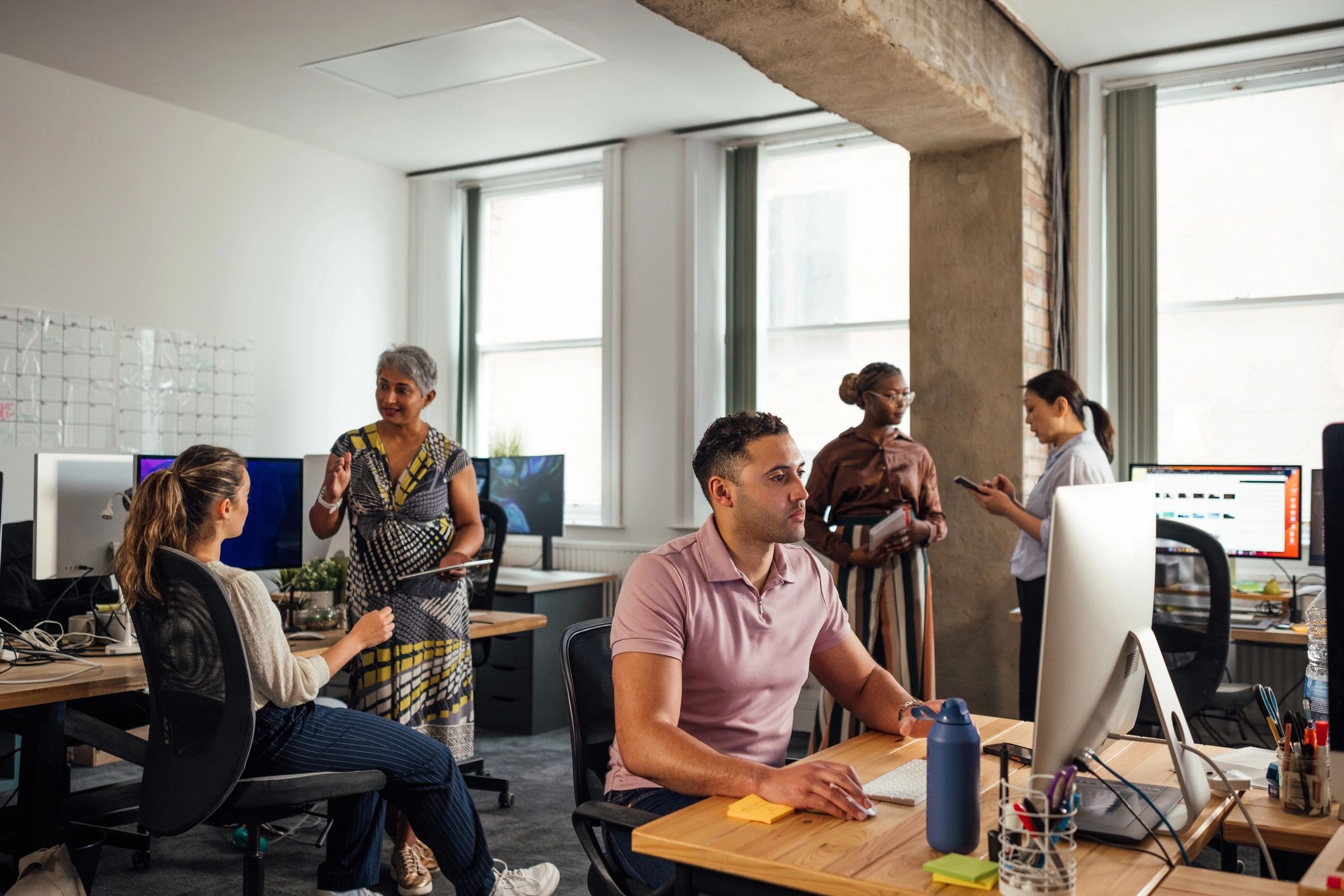 Cybersecurity team working in an office