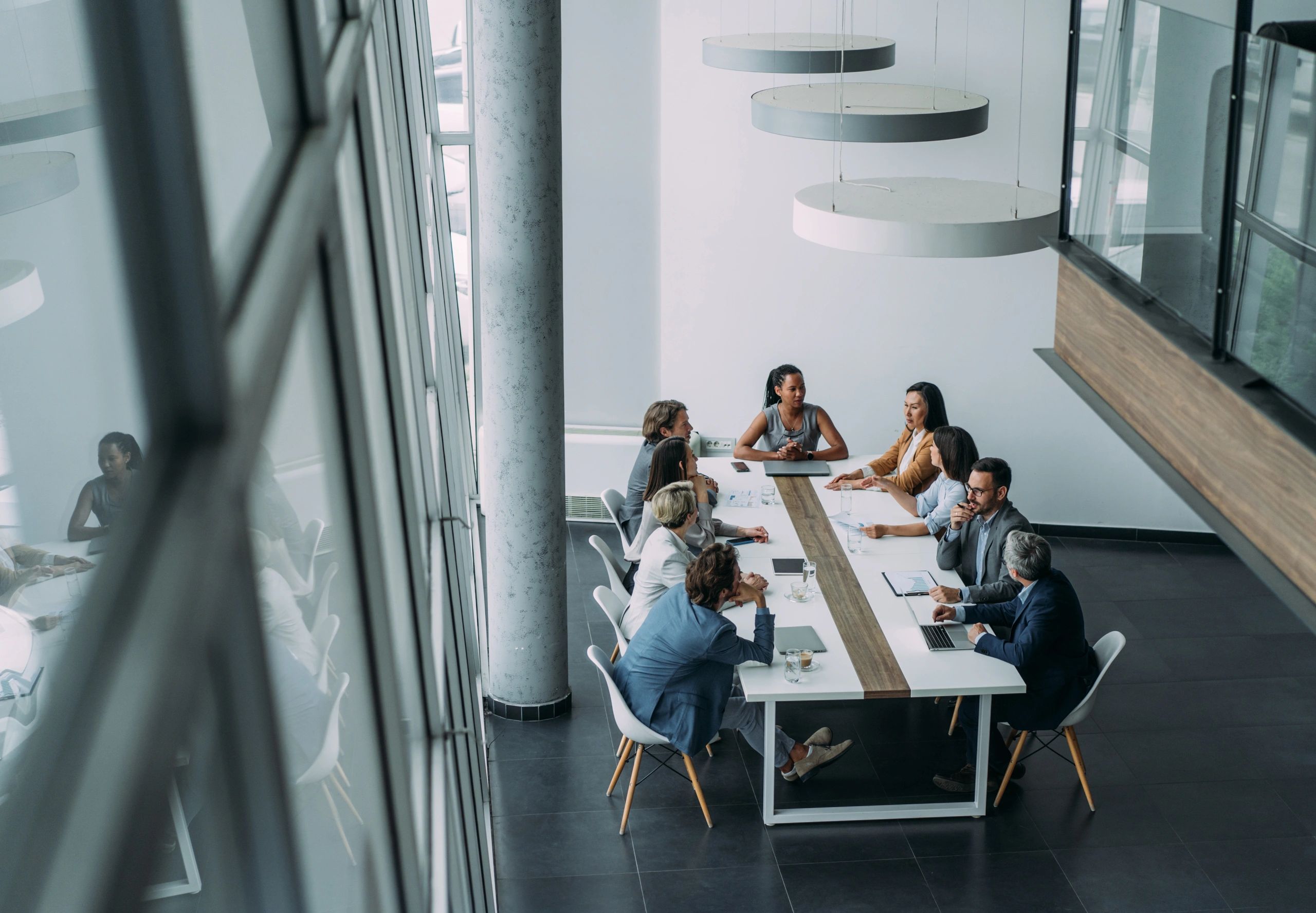 Business team collaborating in a modern office